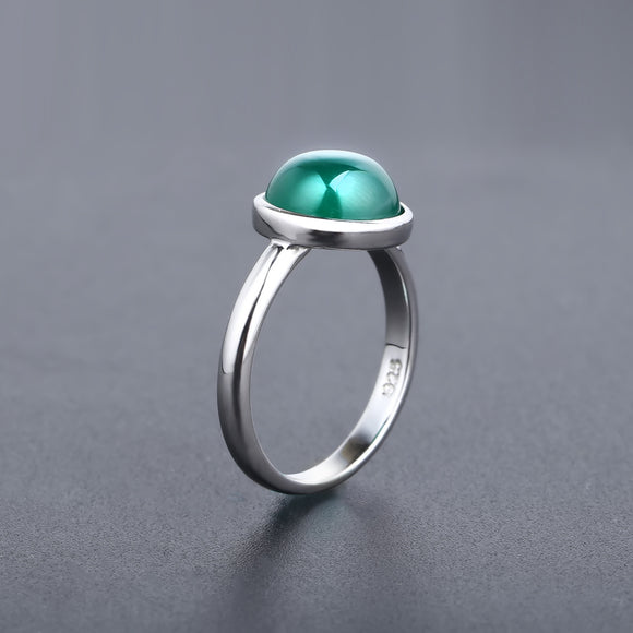 Anillo de Ágata Verde Natural - Diseño Minimalista para Mujer