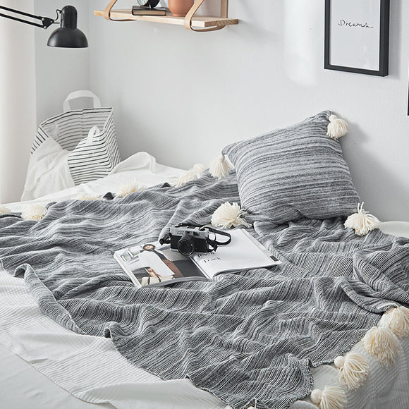 Manta Sofá de Punto con Borlas - Cobertor Tejido Decorativo