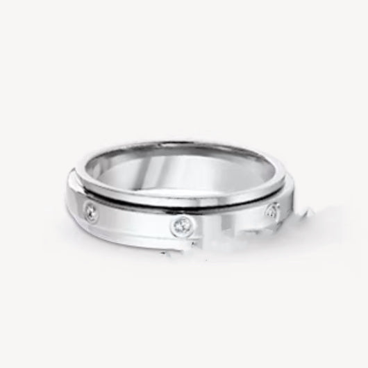 Anillo de Plata Esterlina Giratorio para Parejas con Diamantes y Gipsófila - Image 7