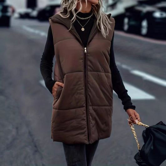 Chaleco Acolchado con Capucha y Cierre - Diseño Minimalista Otoño Invierno