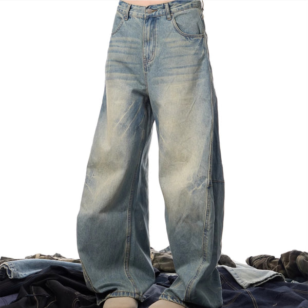 Pantalones Vaqueros Sueltos Desgastados con Efecto Vintage Mujer