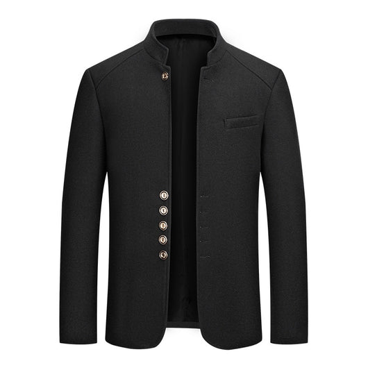 Traje Zhongshan de Lana Tweed con Cuello Mao - Elegancia Tailored Refinada - Image 17