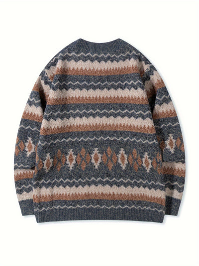 Suéter Cuello Redondo Grueso para Hombre con Diseño Estampado y Corte Relajado - Image 10