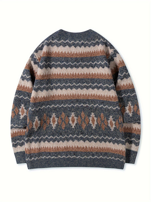Suéter Cuello Redondo Grueso para Hombre con Diseño Estampado y Corte Relajado - Image 10