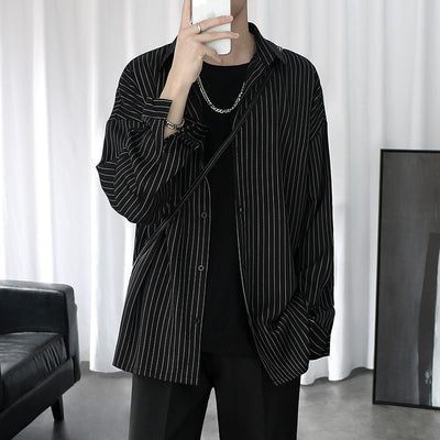 Camisa Manga Corta Hombre Rayas Negra Elegante - Image 10