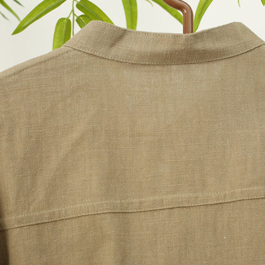 Camisa Suelta de Manga Larga con Cuello Alzado para Hombre - Image 11