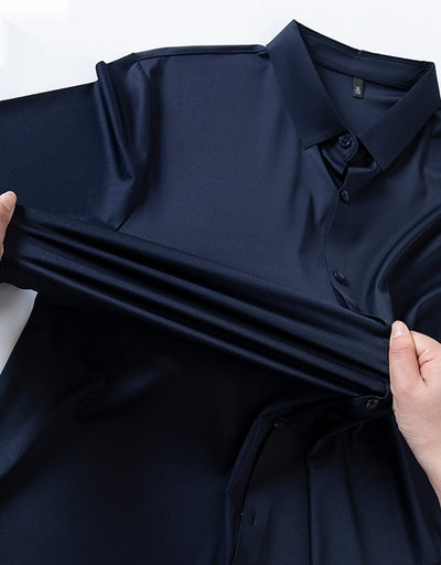 Camisa Manga Larga Sin Costuras Elástica Antiarrugas Efecto Hielo para Hombre - Image 8