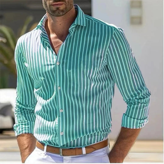 Camisa Manga Larga a Rayas Slim Fit para Hombre - Image 2