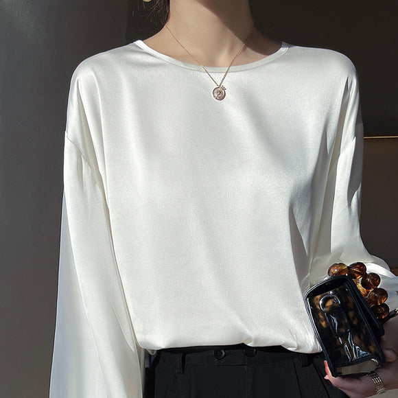 Camiseta Cuello Redondo Escote Elegante Minimalista