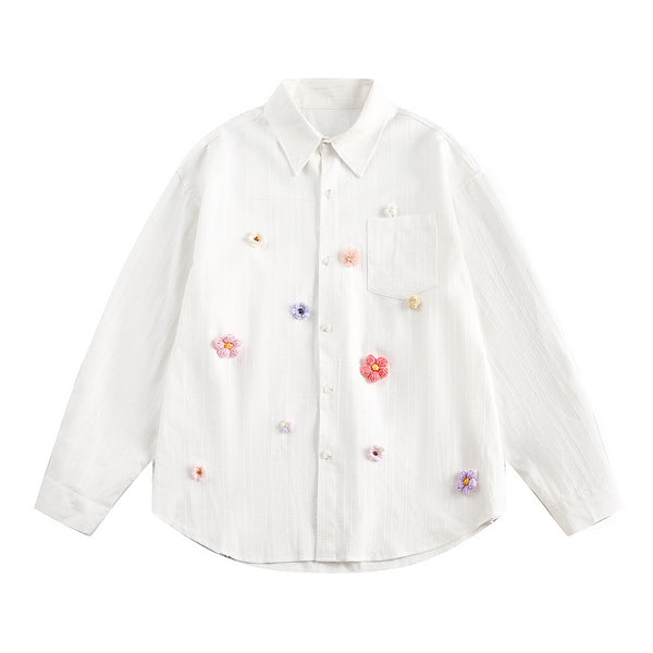 Blusa Holgada con Flores Tridimensionales Creativas - Image 5