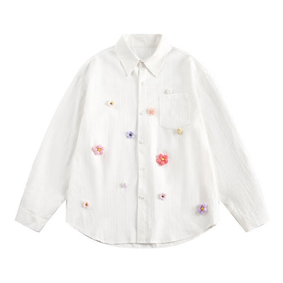 Blusa Holgada con Flores Tridimensionales Creativas - Image 5