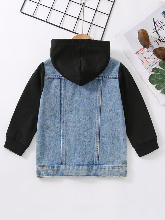 Chaqueta Denim Raglan con Capucha Estilo Europeo y Americano para Niño - Image 6