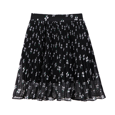 Falda Plisada Corta Estilo Hong Kong Flores Gasa A-Line - Image 7