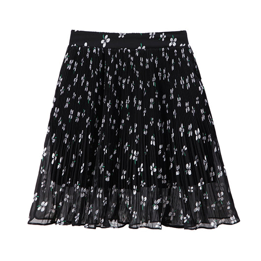 Falda Plisada Corta Estilo Hong Kong Flores Gasa A-Line - Image 7