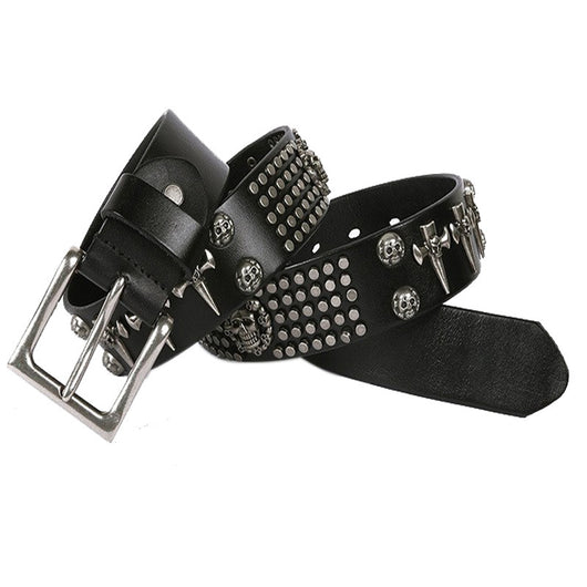 Cinturón de Cuero Genuino para Hombre con Calavera - Estilo Punk Versátil - Image 2