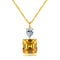 Collar de Plata S925 con Circonita Corte Pagoda Cuadrada y Cadena Onda Marina