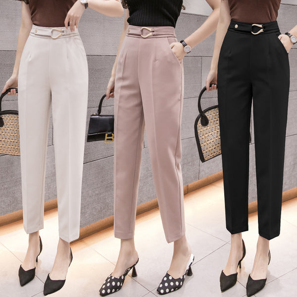 Pantalón Cropped Talle Alto Slim Fit Casual para Mujer - Primavera