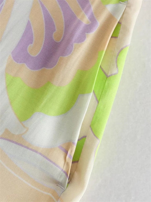 Conjunto Retro Francés para Primavera y Verano: Blusa Estampada y Pantalón Recto - Image 21
