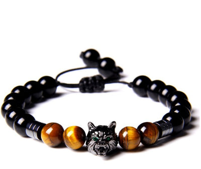 Pulsera de Ágata Yoga con Cabeza de Lobo 8mm - Image 4