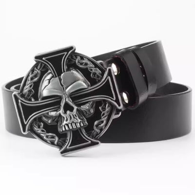 Cinturón de Cuero Bovino con Diseño Calavera de Dos Capas - Image 15