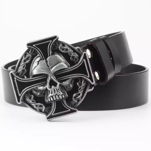 Cinturón de Cuero Bovino con Diseño Calavera de Dos Capas - Image 15