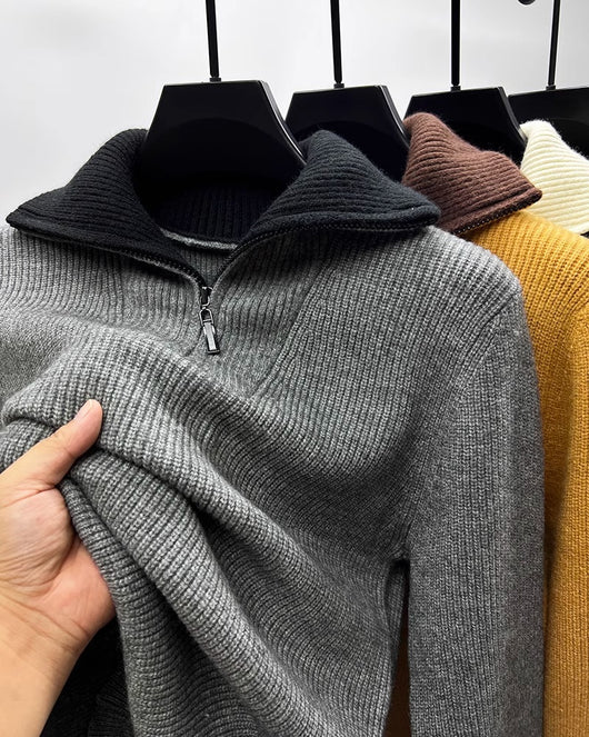 Suéter Abrigo Hombre Invierno Cuello Solapa Alto - Image 11