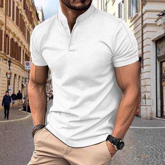 Polo Elegante de Manga Corta con Cuello Alzado