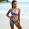 Bikini Cruzado Reversible Azul de Dos Caras con Tirantes Ajustables