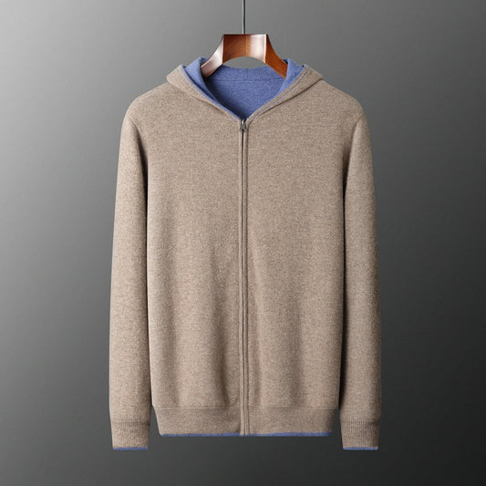 Cardigan Cashmere con Capucha y Cierre de Doble Cara para Hombre - Image 2