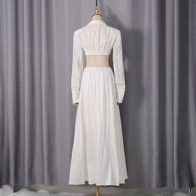 Conjunto Elegante de Dos Piezas: Blusa Corta Manga Larga con Escote Calado y Falda Maxi Cintura Alta - Image 5