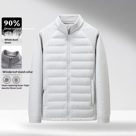 Chaqueta Acolchada de Plumón Ligera y Cálida con Cuello Alzado y Parches - Image 2