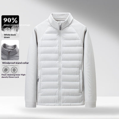 Chaqueta Acolchada de Plumón Ligera y Cálida con Cuello Alzado y Parches - Image 2