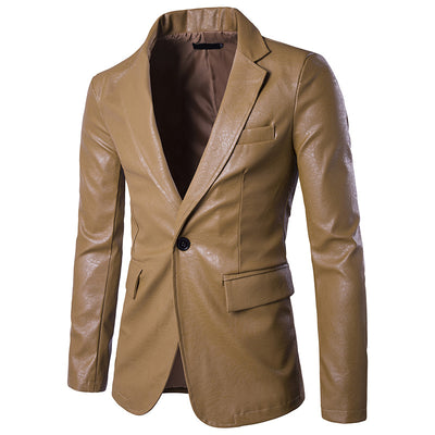 Blazer Ejecutivo de Cuero PU con Botón Simple - Image 4