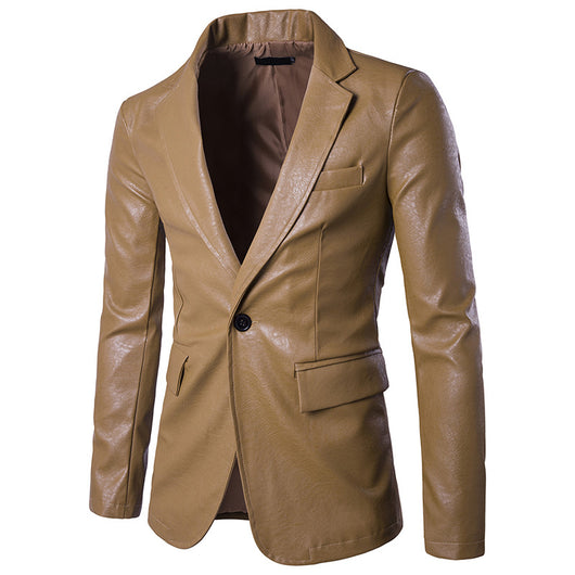 Blazer Ejecutivo de Cuero PU con Botón Simple - Image 4