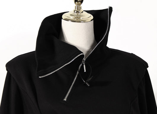 Sudadera Cuello Alto con Cierre Diagonal y Dobladillo Irregular - Image 5