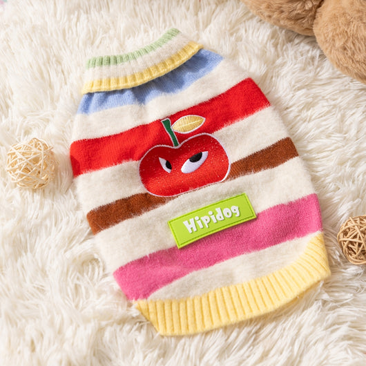 Suéter Cálido para Perro Mediano - Diseño Arcoíris con Rayas de Manzana para Otoño e Invierno - Image 29