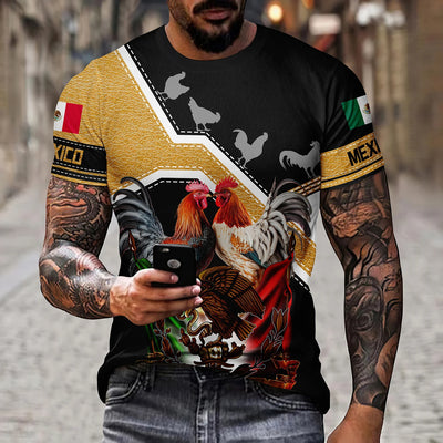 Playera Holgada Águila y Serpiente Cuello Redondo para Hombre - Image 6