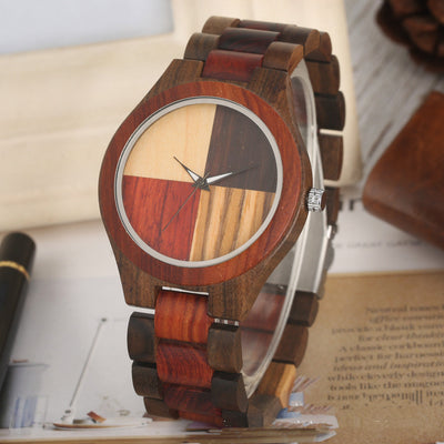 Reloj de Cuarzo Bambú y Madera con Diseño Multicolor - Image 6