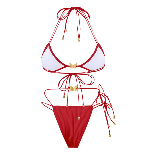 Traje de Baño Triangular con Cordón Elástico y Diseño Mariposa para Mujer - Image 32