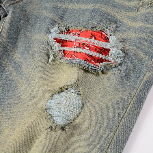 Jeans Rojos Estampados con Pliegues y Cintura Elástica para Hombre - Image 10