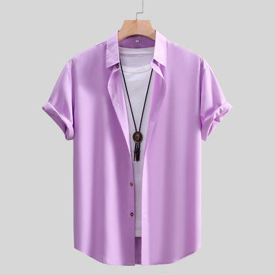 Camisa de Manga Corta Clásica para Hombre - Color Liso Verano - Image 10
