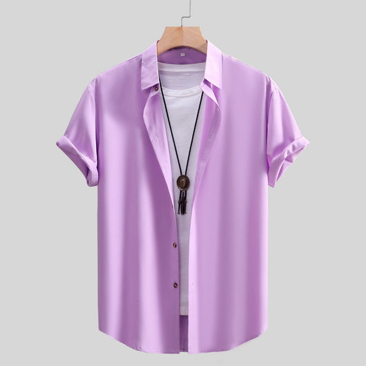 Camisa de Manga Corta Clásica para Hombre - Color Liso Verano - Image 10