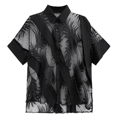 Blusa Retro de Encaje Transparente para Mujer - Image 2