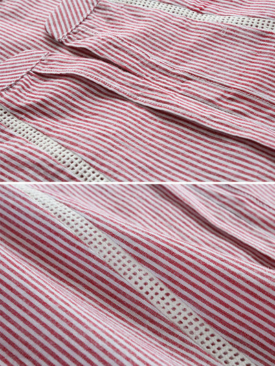 Camisa Casual de Rayas con Parches V-Neck - Image 6