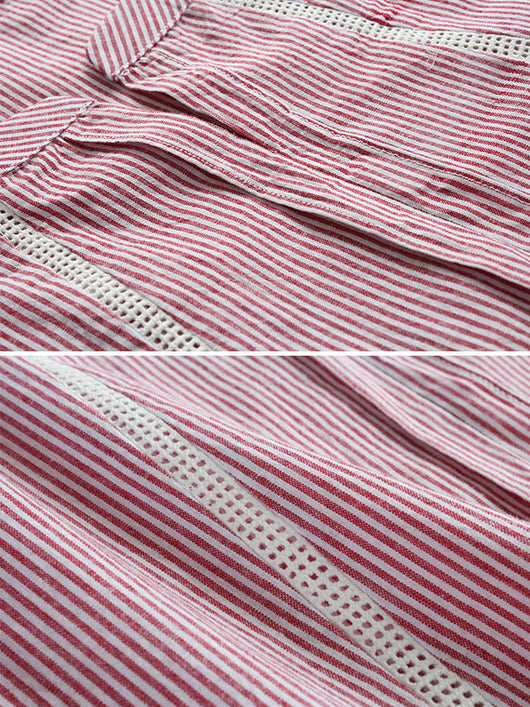 Camisa Casual de Rayas con Parches V-Neck - Image 6