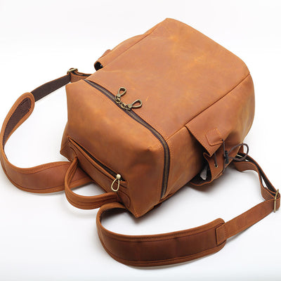 Mochila Retro Cuero Crazy Horse - Múltiples Compartimentos - Image 11