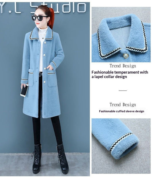 Abrigo de Felpa Faux Mink de Largo Medio para Mujer - Image 8