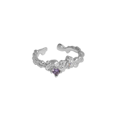 Anillo de Plata Esterlina 925 con Circonita Irregular y Textura Artesanal para Mujer - Image 9