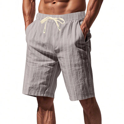 Shorts de Lino Holgados Transpirables Estilo Americano para Playa - Image 36