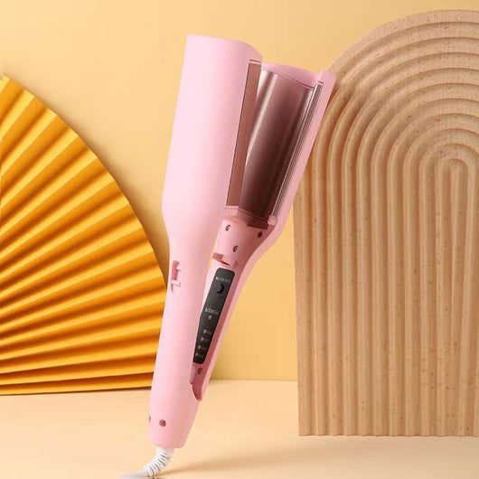 Lavender hair waver with rose gold corrugated plates for creating small curls or waves, shown on a white background. - Image 17